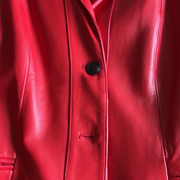 Jones New York Red Leather Blazer - Picture 3 of 11